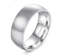 KnSam 8 mm Men's Titanium Steel Curved Matte Engagement Ring Silver Unisex Wedding Ring Engagement Ring, Size 72 (22.9)