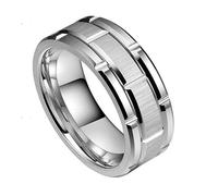 KnSam 8 mm Men's Tungsten Steel Brushed Polished Grooved Wedding Rings Men's Engagement Ring Delicate, Tungsten steel, No cubic zirconia