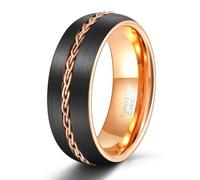 KnSam 8 mm Men's Tungsten Steel Engagement Ring, Brushed with Chain, Wedding Rings Man, Men's Wedding Rings Decoration, Tungsten steel, No cubic zirconia
