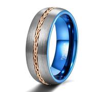 KnSam 8 mm Men's Tungsten Steel Engagement Ring, Brushed with Chain, Wedding Rings Man, Men's Wedding Rings Decoration, Tungsten steel, No cubic zirconia