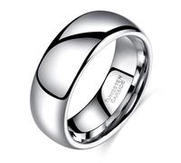 KnSam 8 mm Men's Tungsten Steel Engagement Ring, Classic Wedding Ring, Unisex, Silver, Size 53 (16.9)
