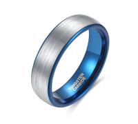 KnSam 8 mm Rings for Men, Tungsten Steel, Two-Tone Brushed Engagement Ring, Men's Promise Ring, Tungsten steel, No cubic zirconia