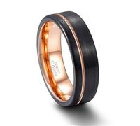KnSam 8 mm Wedding Rings Men's Tungsten Steel, Two-Tone Brushed with Groove Wedding Rings for Men, Men's Wedding Rings Decoration, Tungsten steel, No cubic zirconia