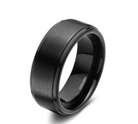 KnSam Black Men's Ceramic Wedding Rings 8 mm, Brushed Wide Ring, Engagement Ring, Men, Unisex Wedding Ring, Size 60 (19.1)