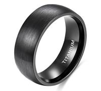 KnSam Black Men's Titanium Steel Wedding Rings 8 mm Curved Matte Ring Wedding Man Unisex Rings Punk Size 58 (18.5)