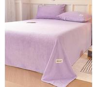 KnSam Double Bed Cover - 200 x 230 cm - Lilac - Modern Waffle Knit Velvet Blanket, Mattress Protector Cover, Warm Soft Comfortable
