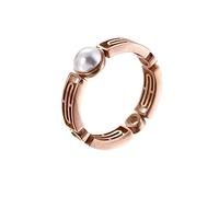 KnSam Engagement Ring Stainless Steel Hollow Pattern with Pearl Wedding Ring Women's Ring Gold/Rose Gold/Silver, Stainless Steel, No cubic zirconia