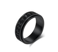 KnSam Engagement Rings Men's Stainless Steel Viking Script Rotating Engagement Ring Man, Men's Engagement Ring, Stainless Steel, No cubic zirconia