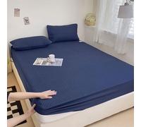 KnSam Fitted Sheet 180 x 220 cm - Navy Blue, Quilted Cotton Fitted Sheet, Comfortable Waterproof Mattress Protector