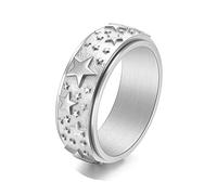 KnSam Friendship Rings 8 mm Men's Star Spinner Stainless Steel Rings Men's Ring Black/Gold/Silver, Stainless Steel, No cubic zirconia