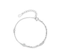 KnSam Genuine Au 375/585/750 White Gold Women's Bracelet, Double Layer Chain Bangle Woman with Laboratory Created Diamond, Bangle White Gold 9K/14K/18K, 20+3CM, 950 Platinum, Lab Created Diamond