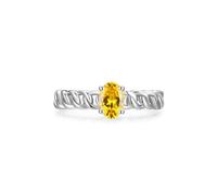 KnSam Genuine Gold Jewellery Proposal Ring Gold 18 Carat Au750 Partner Rings Classic with Laboratory Created Yellow Sapphire Yellow Oval Cut Band Rings PT950 Platinum Size 47-65, 14ct White Gold, Lab