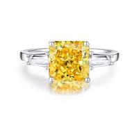 KnSam Genuine Jewellery 18K Yellow Gold 750 Engagement Ring, Petite Wedding Ring with Lab Created Rose Sapphire Rose Square Cut Moissanite Wedding Rings PT950 Platinum, Size J to Z, 18ct white gold