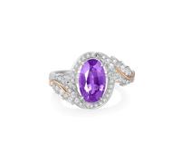 KnSam Genuine Jewellery 9K/14K/18K White Gold Engagement Ring, 2.06ct Laboratory Created Purple Sapphire Wedding Ring Classic Oval Cut Purple, Ring with Moissanite 18/14/9ct Gold, Size 47-70, 14ct