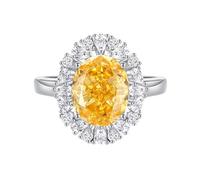 KnSam Gold Au750 18K Engagement Ring Real Gold Jewellery, Classic Solitaire Ring with Laboratory Created Sapphire Rose Oval Cut Wedding Ring Moissanite PT950 Platinum, Size 47-65, 950 Platinum