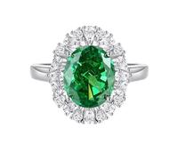 KnSam Gold Au750 18K Engagement Ring Real Gold Jewellery, Classic Solitaire Ring with Laboratory Created Sapphire Rose Oval Cut Wedding Ring Moissanite PT950 Platinum, Size 47-65, 14ct White Gold