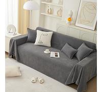 KnSam Home Sofa Throw, Plain Sofa Cover Vintage, Non-Slip Couch Cover Dog Chenille for Living Room Protector and Dogs Pets (180 x 150 cm, Dark Grey)
