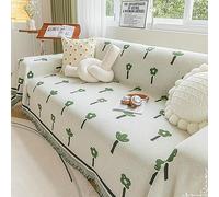 KnSam Home Throw Blanket, Flowers Sofa Throw Vintage with Tassel, Non-Slip Washable Sofa Protection Cover, Chenille Non-Slip Couch (180 x 420 cm, Green)