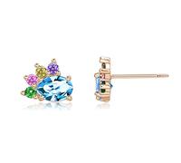 KnSam Jewellery earrings, oval stud earrings, women's earrings with colourful cubic zirconia in oval cut, colourful, Copper, Cubic Zirconia