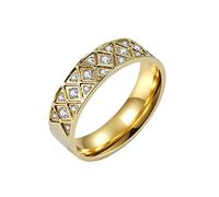 KnSam Jewellery Engagement Rings Man and Woman Titanium Steel Wide 6 mm Geometric Rhombus Triangle Zirconia Proposal Ring with White Cubic Zirconia, Silver/Black/Gold Engagement Ring Partner Rings,