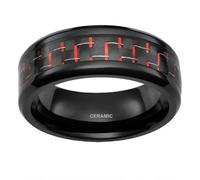KnSam Men's Black Blue Ceramic Ring, Carbon Fibre Inlaid Ring 8 mm, 58, Ceramic, No gemstones