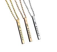 KnSam Men's Necklace Pendant Stainless Steel Necklace Pendant Men's Engraved I Am Enough For Women Silver Silver