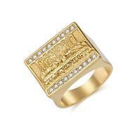 KnSam Men's Rings Stainless Steel Rectangular Engagement Ring for Men with Cubic Zirconia Men's Wedding Rings, Stainless Steel, Cubic Zirconia