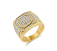 KnSam Men's Stainless Steel Square Ring Wedding Man with Cubic Zirconia Men's Promise Rings, Stainless Steel, Cubic Zirconia