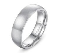 KnSam Men's Titanium Steel Curved Matte Engagement Ring 6 mm Unisex Rings for Curtain Silver, Size 63 (20.1)