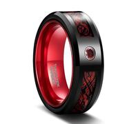KnSam Men's Tungsten Steel Dragon Pattern Wedding Ring Man with Cubic Zirconia Unisex Promise Rings, Tungsten steel, Cubic Zirconia