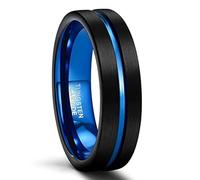 KnSam Men's Tungsten Steel Engagement Ring, Two-Tone Brushed with Groove, Unisex Wedding Rings, Tungsten steel, No cubic zirconia