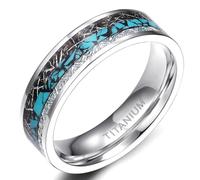 KnSam Men's Tungsten Steel Friendship Ring, Classic Black Blue Pattern Wedding Ring for Men, Unisex Wedding Rings Decoration, Tungsten steel, No cubic zirconia