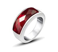 KnSam Men's Wedding Ring, 7.8 mm Band with Stone, Couple Rings, Engagement Ring, Stainless Steel Ring, Black, Size 49-62, Stainless Steel, No cubic zirconia