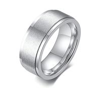 KnSam Men's Wedding Ring Adjustable Titanium Matt Men's Ring Engagement Ring Women's Silver, Titanium