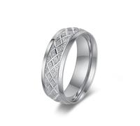 KnSam Men's Wedding Rings Stainless Steel 8 mm Matte Diamond Grid Friendship Rings Men Unisex Ring Vintage, Stainless Steel, No cubic zirconia