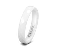 KnSam Men's White Ceramic Ring 4/6 mm, Diamond Ring Multifaceted Curve, 58, Ceramic, No gemstones