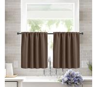 KnSam Net Curtains, Set of 2, Kitchen Curtains, Opaque Window Curtain, Modern Wavy Texture, Short Curtains, Elegant Bistro Curtains for Living Room, Brown, W 120 cm x H 60 cm, Pack of 2