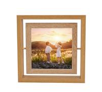 KnSam Photo Frame 18 x 18 cm Wood Effect Brown Square Rotating Double Sided Photo Frame