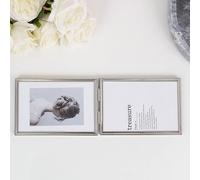KnSam Picture Frame, 9 x 13 cm, Photo Frame, 2 Opening Folds, Metal, Horizontal, Rectangular Poster Frame, Table Top for Photos, Posters, Silver