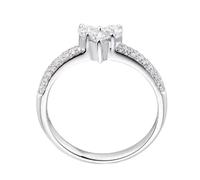 KnSam Real 9K/14K/18K White Gold Engagement Ring, Laboratory Created Diamond Partner Rings Classic Heart Cut White, Ring with Moissanite Gold Au750/585/375, Size 47-70, 14ct White Gold, Moissanite Lab