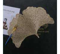 KnSam Table Placemats, Pack of 10, Hollow Ginkgo Leaf Pattern PVC Table Mats, Washable Place Mat Square for Kitchen, Restaurant, Gold, 40 x 44 cm