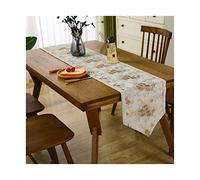 KnSam Table Runner, Winter Motif Floral Embroidery Polyester Table Runner Long Table Decoration Coffee 35 x 310 cm
