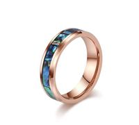 KnSam Tungsten Steel Silver Fluted Ring 4/6/8 mm, Men's Ring Inlaid with Abalone Shell Pattern Fantasy, 52, Tungsten Steel, No gemstones
