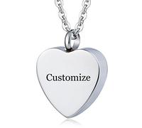 KnSam Urn Necklace for Women Men Heart Customize Ash Cremation Memorial Pendant Silver