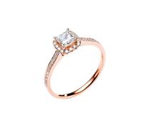 KnSam Wedding Ring 9K/14K/18K Rose Gold Real Gold, 0.44-0.65ct Lab Created Diamond Band Rings Classic, Ring 18/14/9 Carat Gold, Size 47-70, 9ct Rose Gold, Moissanite Lab Created Diamond Moissanite