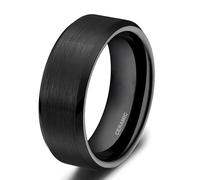 KnSam Wedding Ring Men's Ceramic 8 mm, Brushed Bevelled Edge Engagement Rings for Men, Unisex Wedding Rings Engagement Ring, Ceramic, No cubic zirconia