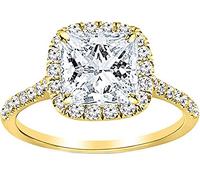 KnSam Wedding Rings, Classic Solitaire Ring, Women's Ring, Diamond Ring, Wedding Rings, 0.5 Carat Halo Princess Diamond G Colour SI2 Clarity Main Stone Real Jewellery, 950 Platinum, Diamond