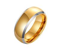 KnSam Wedding Rings Wide Tungsten 8 mm, Classic Band Polished Men's Ring His and Her for Men, Black/Gold (Free Engraving), tungsten, No zirconia