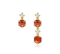 Knsam Women's Earrings 925 Sterling Silver Gold Plated 9 Carat Yellow Gold Fallen with Garnet Red Earrings red