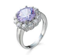 KnSam Women's Engagement Ring Women's Silver Wedding Ring Gold-Plated Flower Inlaid CZ Yellow Wedding Ring, Cubic Zirconia